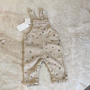 Zara Beige Floral Print Kids Overalls